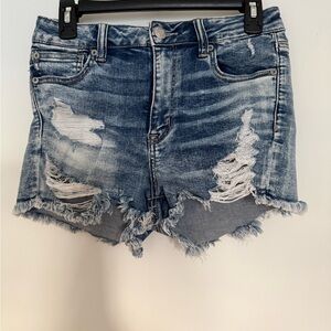 American Eagle Outfitters Distressed Denim Jean Shorts - Blue